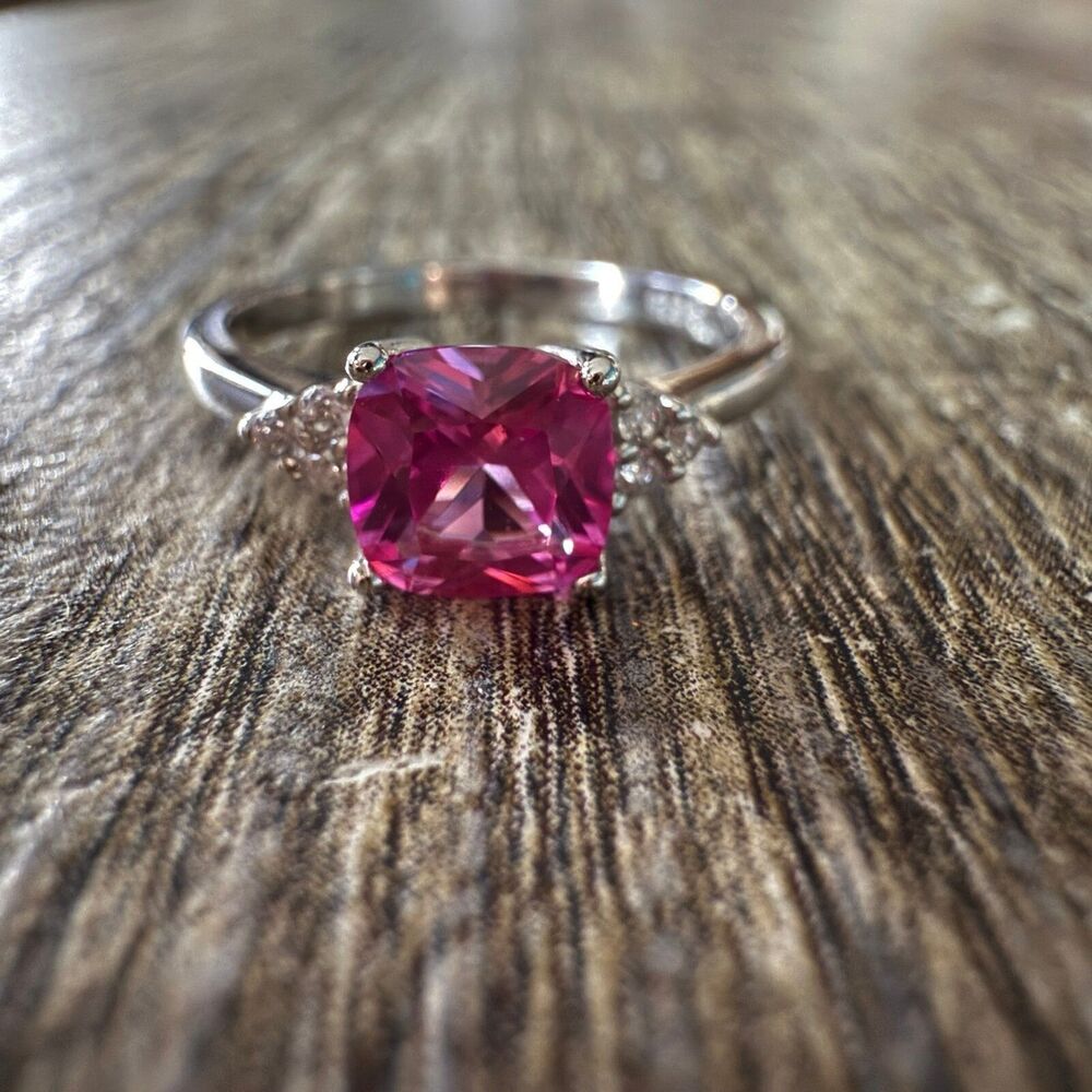 Lab Created Pink Sapphire Sterling Silver Ring